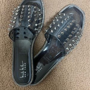Studded jelly slide sandals